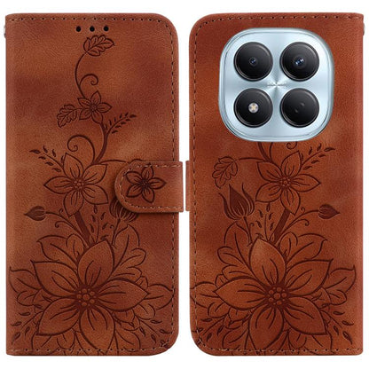 Lily Embossed Leather Phone Case, For Redmi Note 15 Pro+ 5G 163.3mm / Poco M8 Pro 5G, For Redmi Note 15 4G / 5G 164mm / Poco M8 5G, For Redmi Note 15 Pro 4G Global 163.2mm, For Redmi Note 15 Pro 5G Global 163.6mm