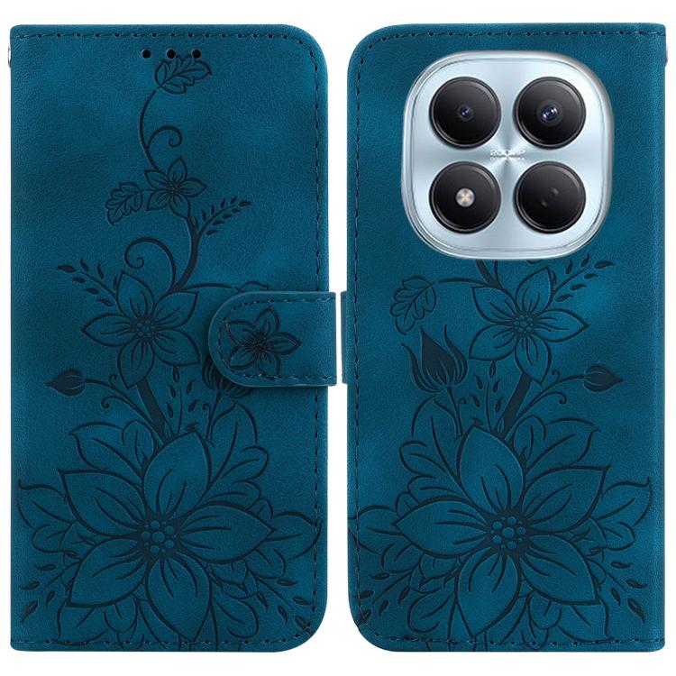 Lily Embossed Leather Phone Case, For Redmi Note 15 Pro+ 5G 163.3mm / Poco M8 Pro 5G, For Redmi Note 15 4G / 5G 164mm / Poco M8 5G, For Redmi Note 15 Pro 4G Global 163.2mm, For Redmi Note 15 Pro 5G Global 163.6mm