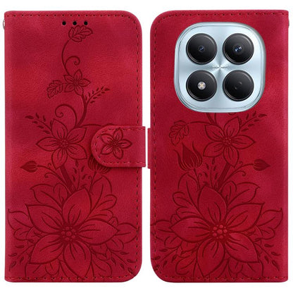 Lily Embossed Leather Phone Case, For Redmi Note 15 Pro+ 5G 163.3mm / Poco M8 Pro 5G, For Redmi Note 15 4G / 5G 164mm / Poco M8 5G, For Redmi Note 15 Pro 4G Global 163.2mm, For Redmi Note 15 Pro 5G Global 163.6mm