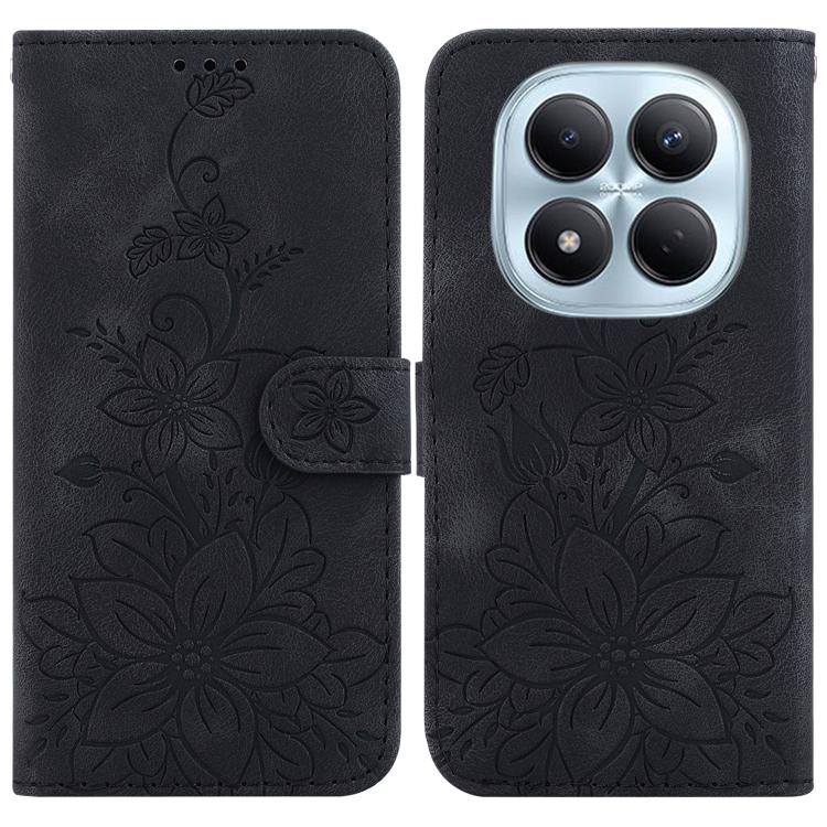 Lily Embossed Leather Phone Case, For Redmi Note 15 Pro+ 5G 163.3mm / Poco M8 Pro 5G, For Redmi Note 15 4G / 5G 164mm / Poco M8 5G, For Redmi Note 15 Pro 4G Global 163.2mm, For Redmi Note 15 Pro 5G Global 163.6mm