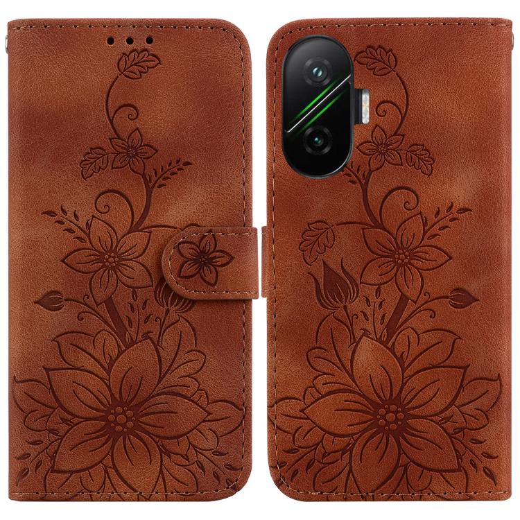 Lily Embossed Leather Phone Case, For Redmi Turbo 4 Pro / Xiaomi Poco F7, For Redmi A5 4G 173.3mm, For Redmi A5 4G 171.7mm, For Redmi Note 14S 4G