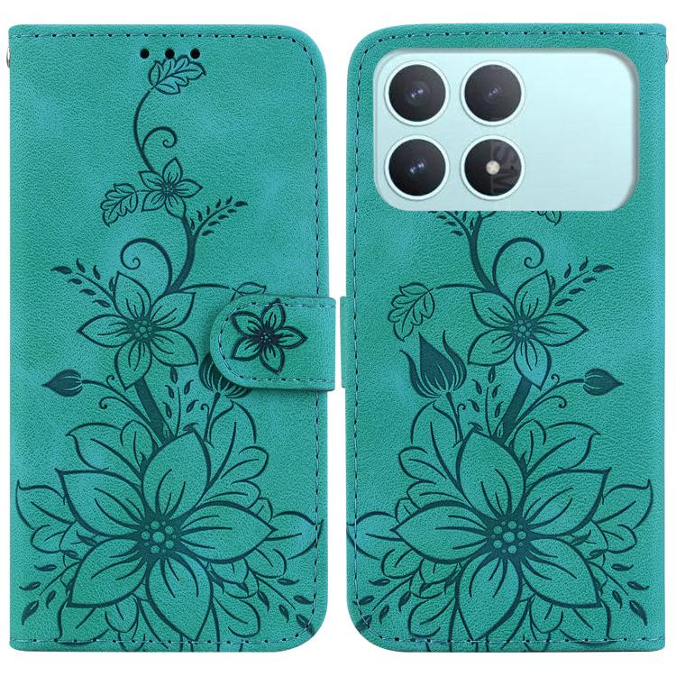 Lily Embossed Leather Phone Case, For Redmi Note 15 Pro+ 5G 163.3mm / Poco M8 Pro 5G, For Redmi Note 15 4G / 5G 164mm / Poco M8 5G, For Redmi Note 15 Pro 4G Global 163.2mm, For Redmi K90 / Xiaomi Poco F8 Pro 5G
