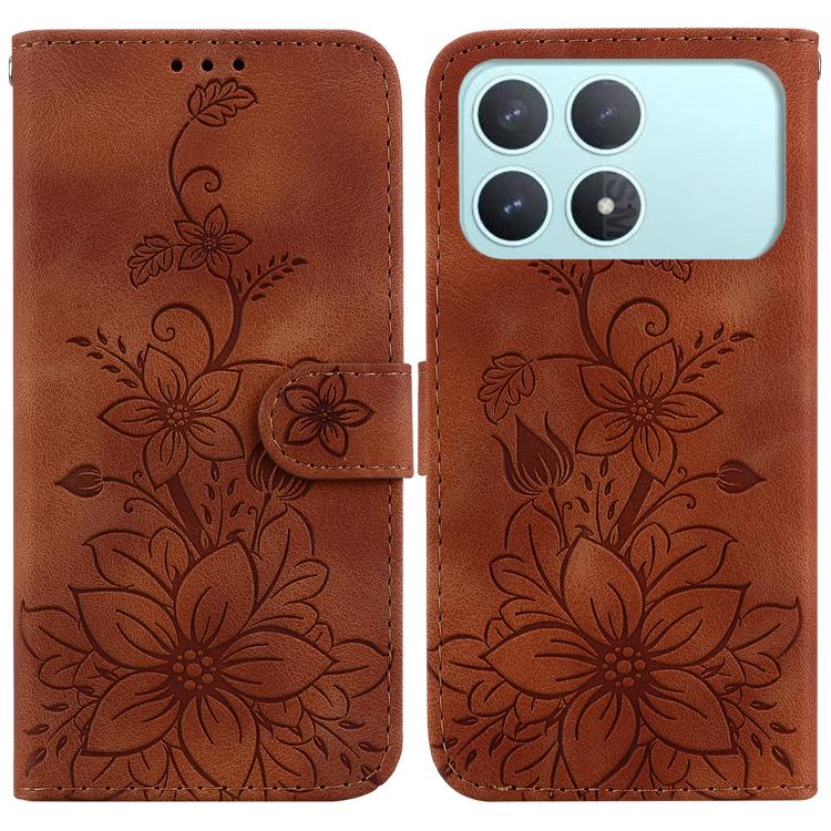 Lily Embossed Leather Phone Case, For Redmi Note 15 Pro+ 5G 163.3mm / Poco M8 Pro 5G, For Redmi Note 15 4G / 5G 164mm / Poco M8 5G, For Redmi Note 15 Pro 4G Global 163.2mm, For Redmi K90 / Xiaomi Poco F8 Pro 5G