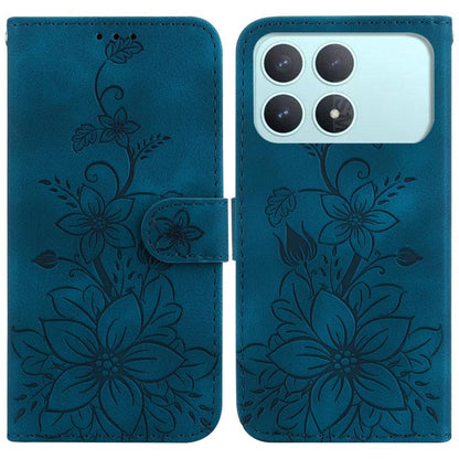Lily Embossed Leather Phone Case, For Redmi Note 15 Pro+ 5G 163.3mm / Poco M8 Pro 5G, For Redmi Note 15 4G / 5G 164mm / Poco M8 5G, For Redmi Note 15 Pro 4G Global 163.2mm, For Redmi K90 / Xiaomi Poco F8 Pro 5G