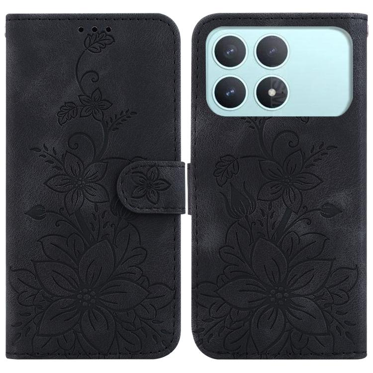 Lily Embossed Leather Phone Case, For Redmi Note 15 Pro+ 5G 163.3mm / Poco M8 Pro 5G, For Redmi Note 15 4G / 5G 164mm / Poco M8 5G, For Redmi Note 15 Pro 4G Global 163.2mm, For Redmi K90 / Xiaomi Poco F8 Pro 5G