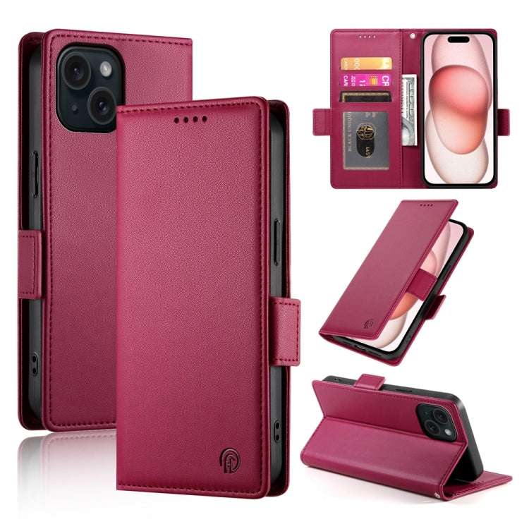 Side Buckle Magnetic Frosted Leather Phone Case, For iPhone 15, For iPhone 14 Plus, For iPhone 14