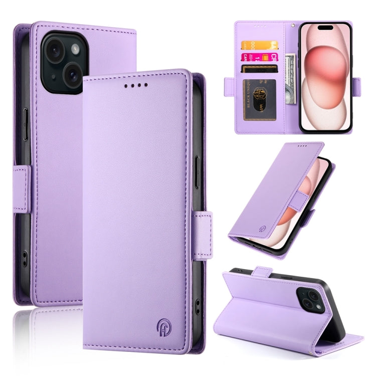 Side Buckle Magnetic Frosted Leather Phone Case, For iPhone 15, For iPhone 14 Plus, For iPhone 14