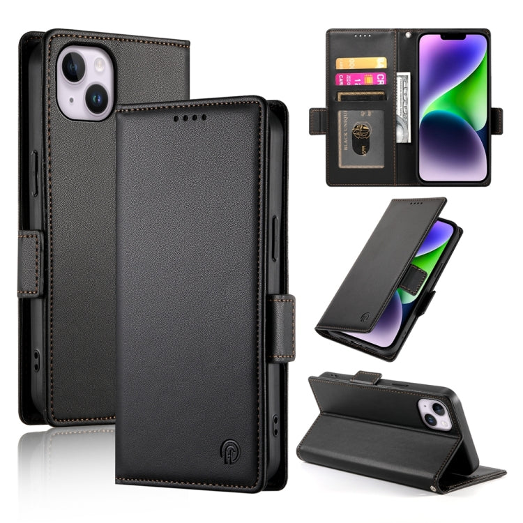 Side Buckle Magnetic Frosted Leather Phone Case, For iPhone 15, For iPhone 14 Plus, For iPhone 14