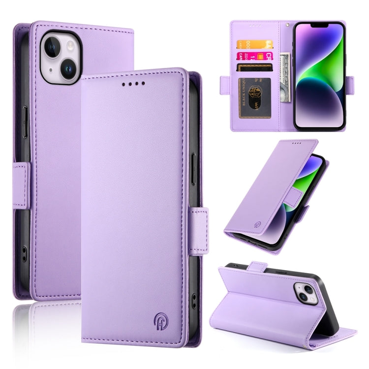 Side Buckle Magnetic Frosted Leather Phone Case, For iPhone 15, For iPhone 14 Plus, For iPhone 14