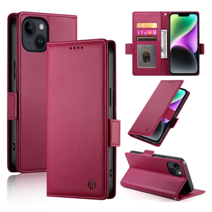 Side Buckle Magnetic Frosted Leather Phone Case, For iPhone 15, For iPhone 14 Plus, For iPhone 14