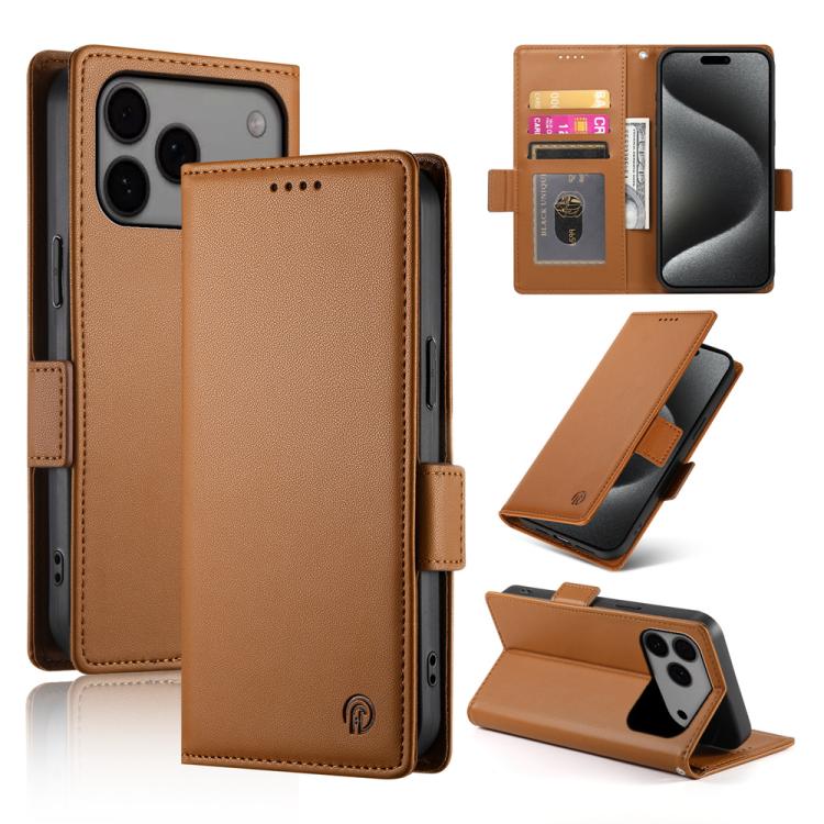 Side Buckle Magnetic Frosted Leather Phone Case, For iPhone 17e / 16e, For iPhone 17 Pro Max, For iPhone 17 Pro