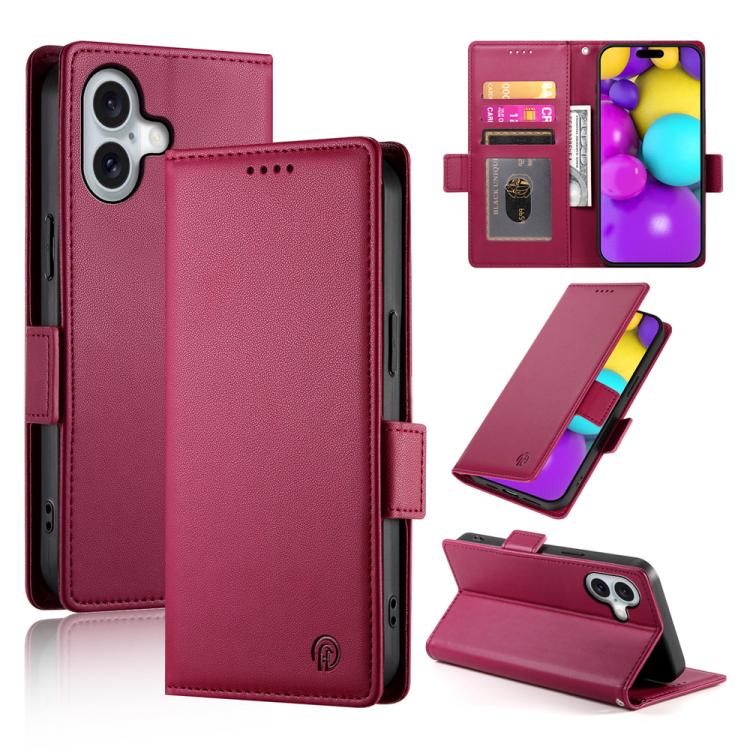 Side Buckle Magnetic Frosted Leather Phone Case, For iPhone 17, For iPhone Air, For iPhone 16 Pro Max