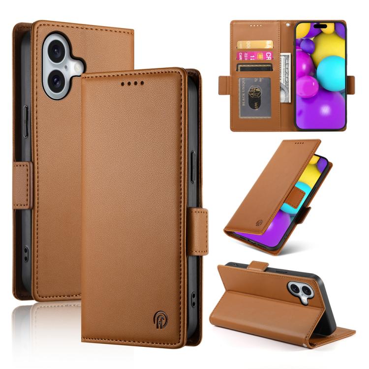 Side Buckle Magnetic Frosted Leather Phone Case, For iPhone 17, For iPhone Air, For iPhone 16 Pro Max