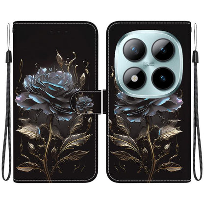 Crystal Texture Colored Drawing Leather Phone Case, For Redmi Note 15 Pro 4G Global 163.2mm, For Redmi Note 15 Pro 5G Global 163.6mm