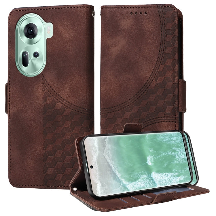 Embossed Rhombus Starry Leather Phone Case