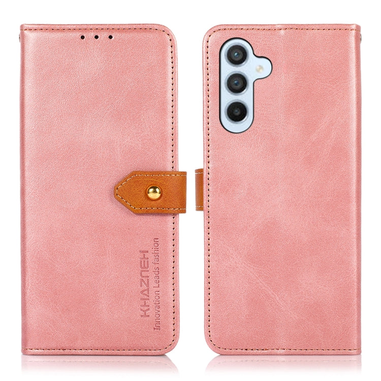 KHAZNEH Dual-color Cowhide Texture Flip Leather Phone Case