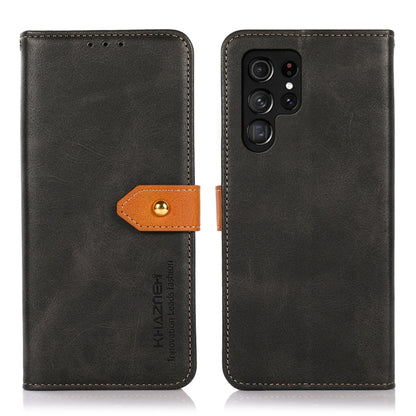 KHAZNEH Dual-color Cowhide Texture Flip Leather Phone Case, For Samsung Galaxy S25 Edge 5G, For Samsung Galaxy S25 Ultra 5G, For Samsung Galaxy S24 FE 5G