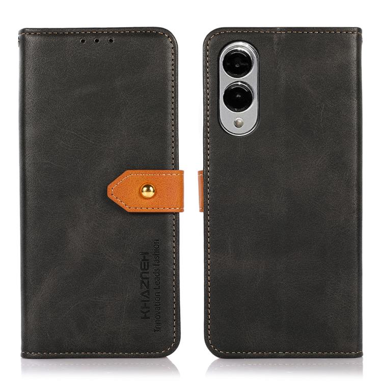 KHAZNEH Dual-color Cowhide Texture Flip Leather Phone Case, For Samsung Galaxy S26+ 5G, For Samsung Galaxy S26 Edge 5G, For Samsung Galaxy S26 Ultra 5G, For Samsung Galaxy S26 5G, For Samsung Galaxy S25 FE 5G, For Samsung Galaxy S25 Edge 5G