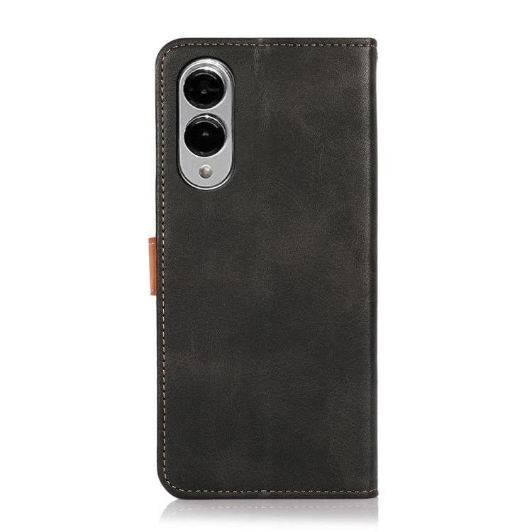 KHAZNEH Dual-color Cowhide Texture Flip Leather Phone Case, For Samsung Galaxy S25 Edge 5G, For Samsung Galaxy S25 Ultra 5G, For Samsung Galaxy S24 FE 5G