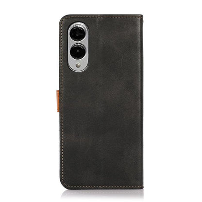 KHAZNEH Dual-color Cowhide Texture Flip Leather Phone Case, For Samsung Galaxy S25 Edge 5G, For Samsung Galaxy S25 Ultra 5G, For Samsung Galaxy S24 FE 5G