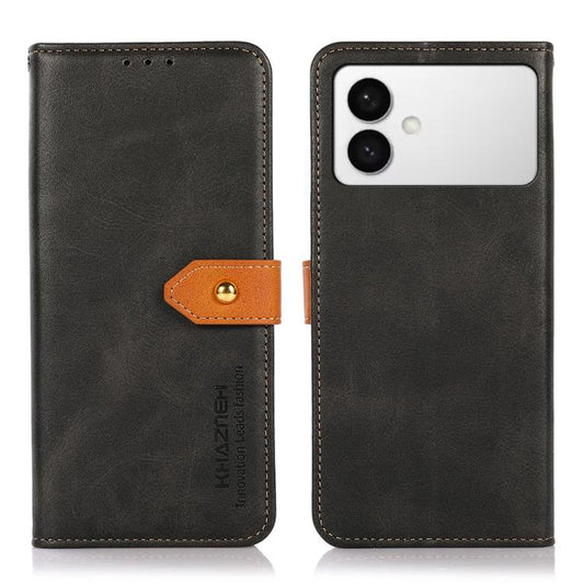 KHAZNEH Dual-color Cowhide Texture Flip Leather Phone Case