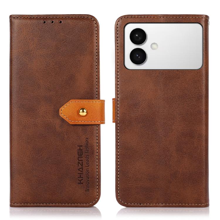 KHAZNEH Dual-color Cowhide Texture Flip Leather Phone Case, For Galaxy S27+ 5G, For Galaxy S26 FE 5G, For Samsung Galaxy S26+ 5G, For Samsung Galaxy S26 Edge 5G, For Samsung Galaxy S26 Ultra 5G, For Samsung Galaxy S26 5G