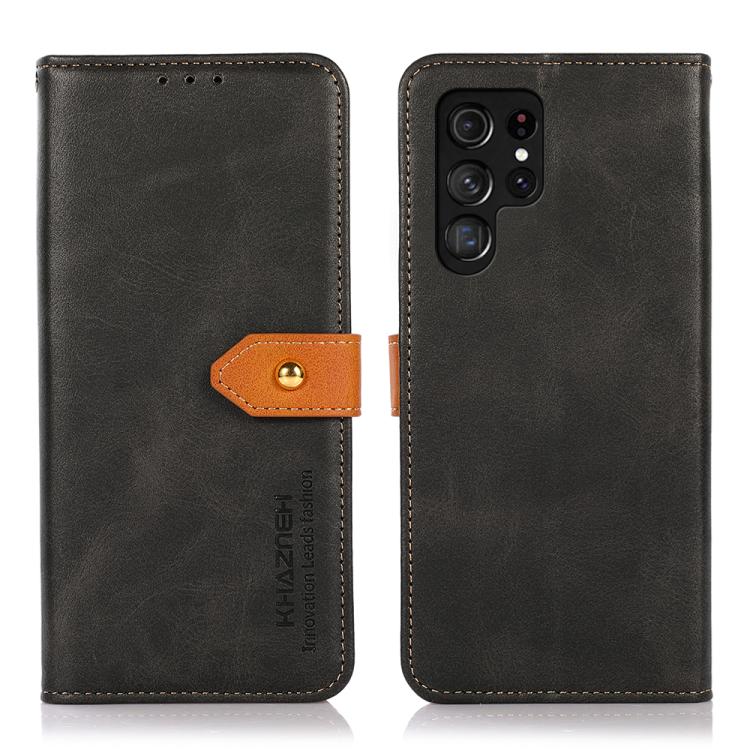 KHAZNEH Dual-color Cowhide Texture Flip Leather Phone Case, For Galaxy S27+ 5G, For Galaxy S26 FE 5G, For Samsung Galaxy S26+ 5G, For Samsung Galaxy S26 Edge 5G, For Samsung Galaxy S26 Ultra 5G, For Samsung Galaxy S26 5G