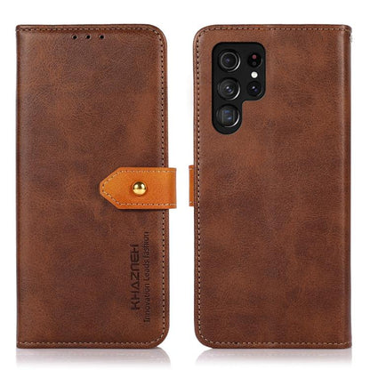 KHAZNEH Dual-color Cowhide Texture Flip Leather Phone Case, For Galaxy S27+ 5G, For Galaxy S26 FE 5G, For Samsung Galaxy S26+ 5G, For Samsung Galaxy S26 Edge 5G, For Samsung Galaxy S26 Ultra 5G, For Samsung Galaxy S26 5G
