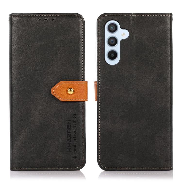 KHAZNEH Dual-color Cowhide Texture Flip Leather Phone Case, For Galaxy S27+ 5G, For Galaxy S26 FE 5G, For Samsung Galaxy S26+ 5G, For Samsung Galaxy S26 Edge 5G, For Samsung Galaxy S26 Ultra 5G, For Samsung Galaxy S26 5G