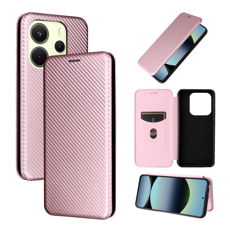 Carbon Fiber Texture Flip Leather Phone Case, For Xiaomi Poco M7 Pro 5G / Redmi Note 14 5G, For Redmi Note 14 Pro 4G Global, For Redmi Note 14 4G Global 163.25mm, For Redmi 14C