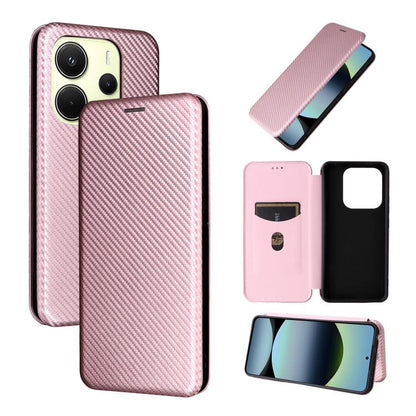 Carbon Fiber Texture Flip Leather Phone Case, For Xiaomi Poco M7 Pro 5G / Redmi Note 14 5G, For Redmi Note 14 Pro 4G Global, For Redmi Note 14 4G Global 163.25mm, For Redmi 14C