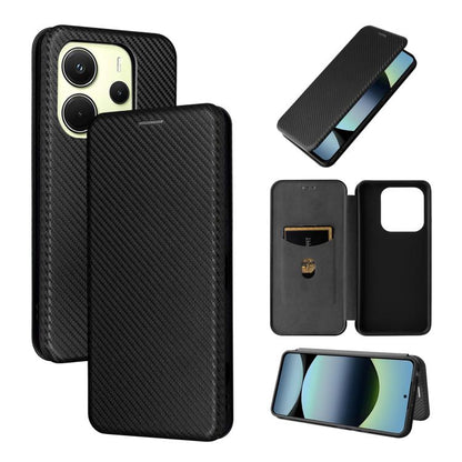 Carbon Fiber Texture Flip Leather Phone Case, For Xiaomi Poco M7 Pro 5G / Redmi Note 14 5G, For Redmi Note 14 Pro 4G Global, For Redmi Note 14 4G Global 163.25mm, For Redmi 14C
