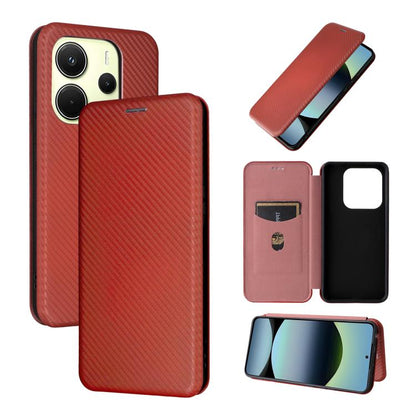 Carbon Fiber Texture Flip Leather Phone Case, For Xiaomi Poco M7 Pro 5G / Redmi Note 14 5G, For Redmi Note 14 Pro 4G Global, For Redmi Note 14 4G Global 163.25mm, For Redmi 14C