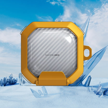 Transparent Carbon Fiber TPU Hybrid PC Case with Hook & Holder, For Samsung Galaxy Buds2 / Live / Pro / FE