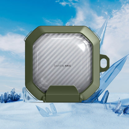 Transparent Carbon Fiber TPU Hybrid PC Case with Hook & Holder, For Samsung Galaxy Buds2 / Live / Pro / FE