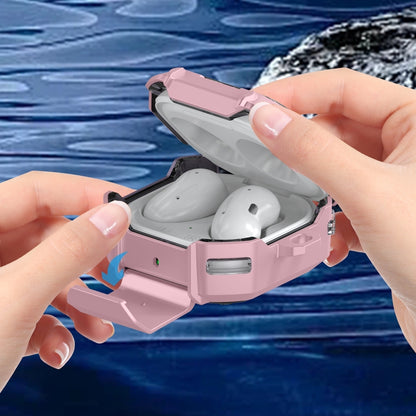 Transparent Carbon Fiber TPU Hybrid PC Case with Hook & Holder, For Samsung Galaxy Buds2 / Live / Pro / FE