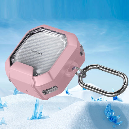 Transparent Carbon Fiber TPU Hybrid PC Case with Hook & Holder, For Samsung Galaxy Buds2 / Live / Pro / FE