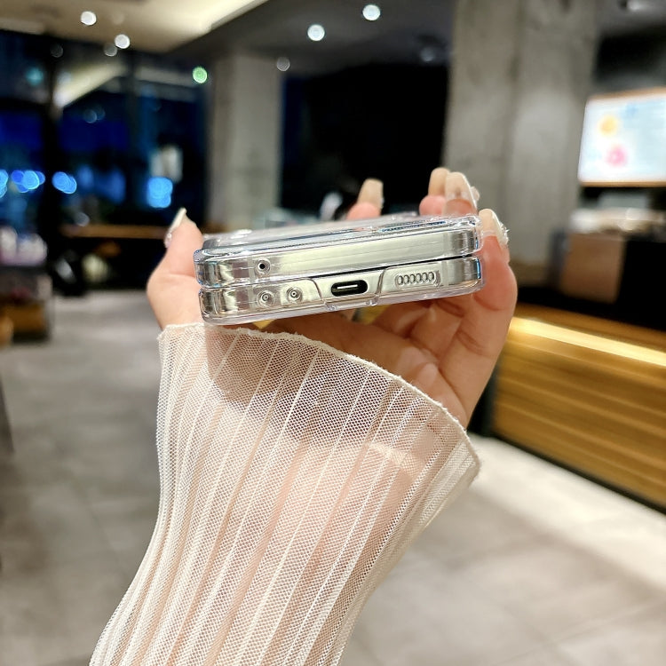 Three-piece Set Pearlescent Shell Texture Phone Case, For Samsung Galaxy Z Flip6 / Flip7 FE, For Samsung Galaxy Z Flip5 5G, For Samsung Galaxy Z Flip4 5G, For Samsung Galaxy Z Flip3 5G