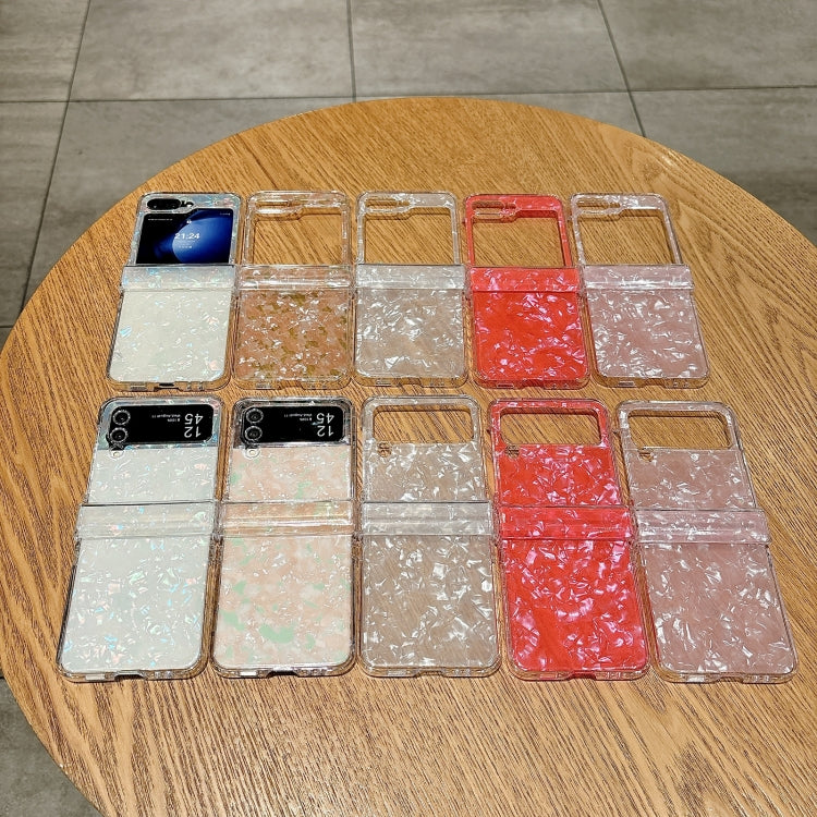 Three-piece Set Pearlescent Shell Texture Phone Case, For Samsung Galaxy Z Flip6 / Flip7 FE, For Samsung Galaxy Z Flip5 5G, For Samsung Galaxy Z Flip4 5G, For Samsung Galaxy Z Flip3 5G
