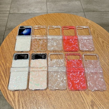 Three-piece Set Pearlescent Shell Texture Phone Case, For Samsung Galaxy Z Flip6 / Flip7 FE, For Samsung Galaxy Z Flip5 5G, For Samsung Galaxy Z Flip4 5G, For Samsung Galaxy Z Flip3 5G