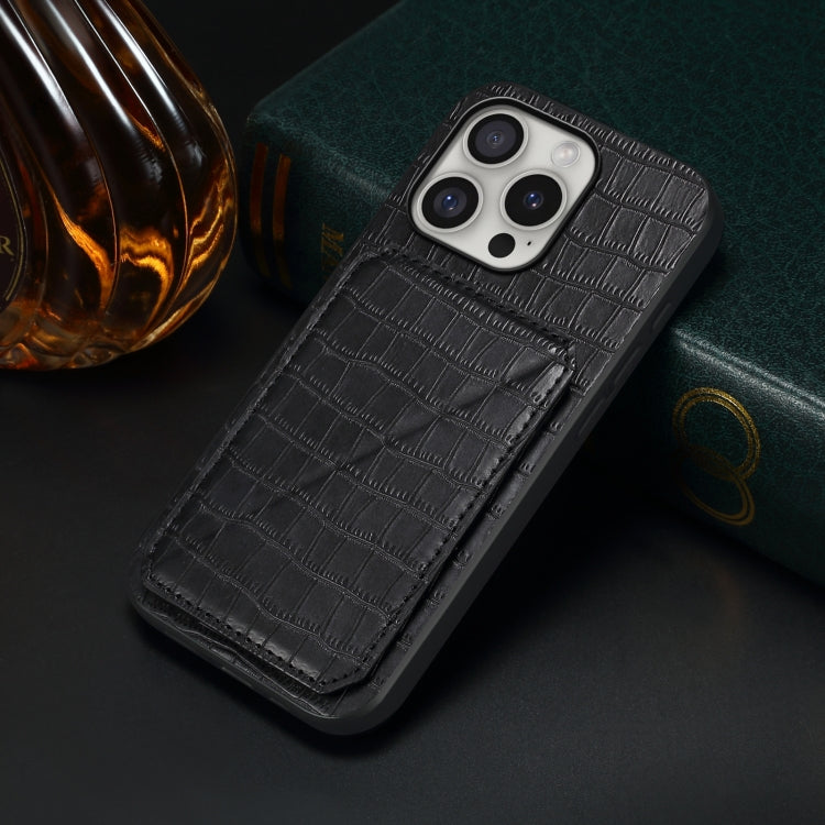 Imitation Crocodile Leather Back Phone Case with Holder