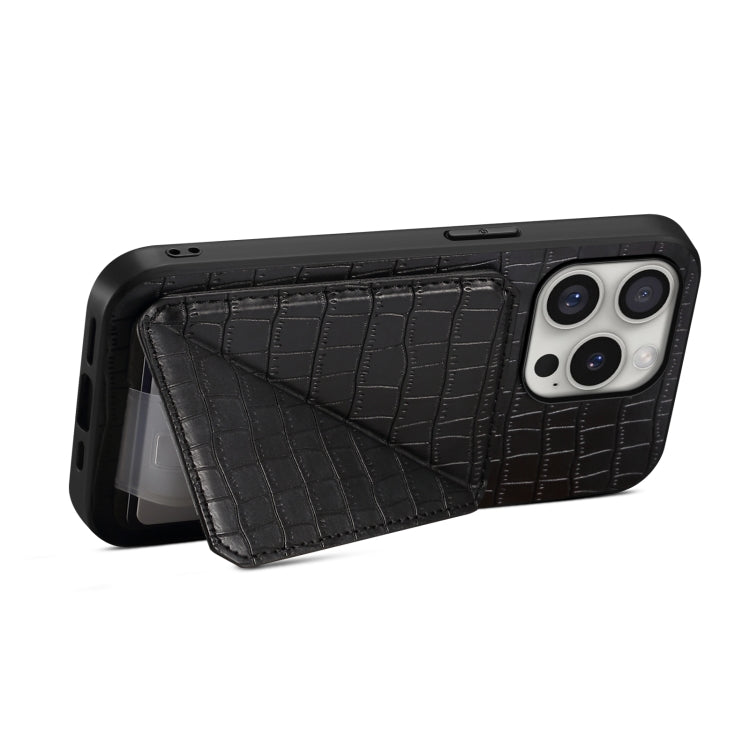 Imitation Crocodile Leather Back Phone Case with Holder
