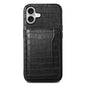 Crocodile Texture Card Bag Design Full Coverage Phone Case, For iPhone 16 Pro Max, For iPhone 16 Pro, For iPhone 16 Plus, For iPhone 16