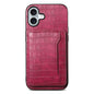 Crocodile Texture Card Bag Design Full Coverage Phone Case, For iPhone 16 Pro Max, For iPhone 16 Pro, For iPhone 16 Plus, For iPhone 16
