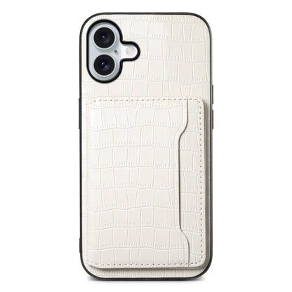 Crocodile Texture Card Bag Design Full Coverage Phone Case, For iPhone 16 Pro Max, For iPhone 16 Pro, For iPhone 16 Plus, For iPhone 16