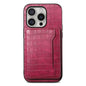 Crocodile Texture Card Bag Design Full Coverage Phone Case, For iPhone 16 Pro Max, For iPhone 16 Pro, For iPhone 16 Plus, For iPhone 16