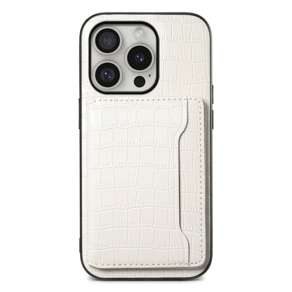 Crocodile Texture Card Bag Design Full Coverage Phone Case, For iPhone 16 Pro Max, For iPhone 16 Pro, For iPhone 16 Plus, For iPhone 16