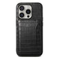 Crocodile Texture Card Bag Design Full Coverage Phone Case, For iPhone 16 Pro Max, For iPhone 16 Pro, For iPhone 16 Plus, For iPhone 16