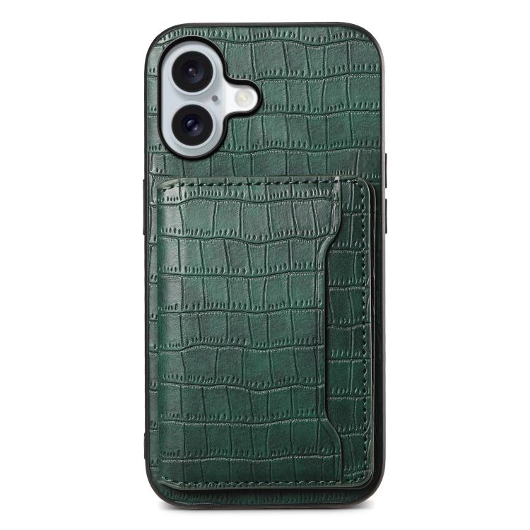 Crocodile Texture Card Bag Design Full Coverage Phone Case