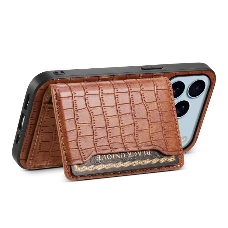 Crocodile Texture Card Bag Design Full Coverage Phone Case